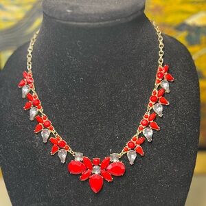 Red Floral Statement Necklace